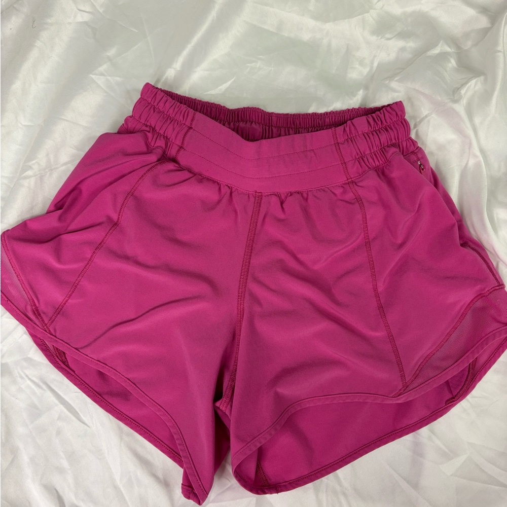 Lululemon Sonic Pink 4” hotty hot athletic shorts Size 2
